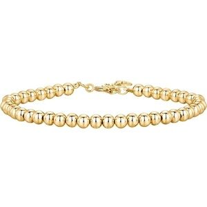 Women’s 14K Gold Plated Bracelet Gold Beaded Bracelet for Women Girls Jewelry